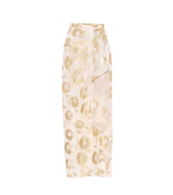 Jupe portefeuille en coton à fleurs | Halpern