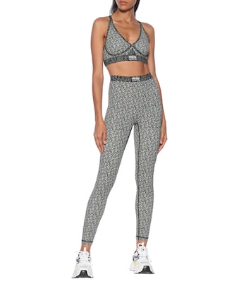 Top sportivo a stampa in nylon stretch | Adam Selman Sport