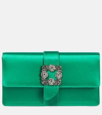 Clutch Capri in raso con cristalli | Manolo Blahnik