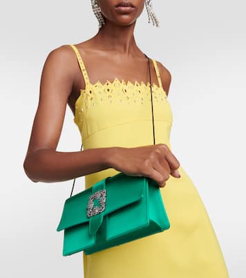 Clutch Capri in raso con cristalli | Manolo Blahnik