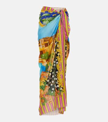 Pareo in cotone e seta con stampa | Versace
