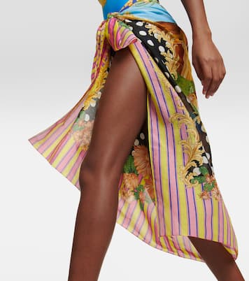 Pareo in cotone e seta con stampa | Versace