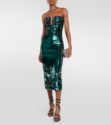 Sequined strapless midi dress | Roland Mouret