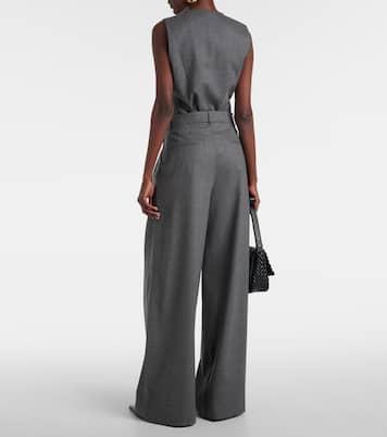 Weite Low-Rise-Hose aus Wollflanell | Wardrobe.NYC