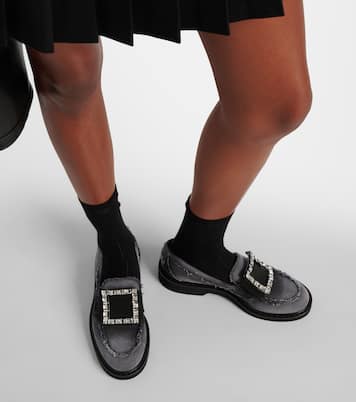 Viv' Rangers embellished denim loafers | Roger Vivier
