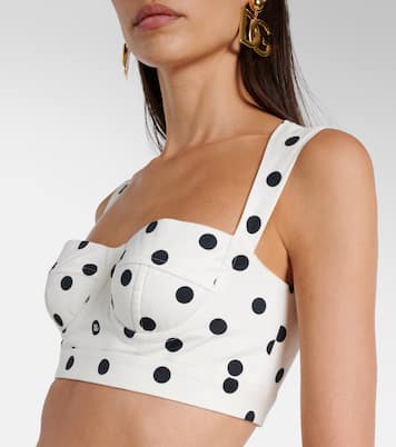 Top raccourci en coton mélangé à pois | Dolce&Gabbana