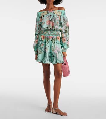 Floral off-shoulder silk minidress | Camilla