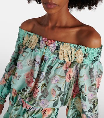 Floral off-shoulder silk minidress | Camilla