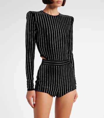 Shorts in velluto con cristalli | Alex Perry