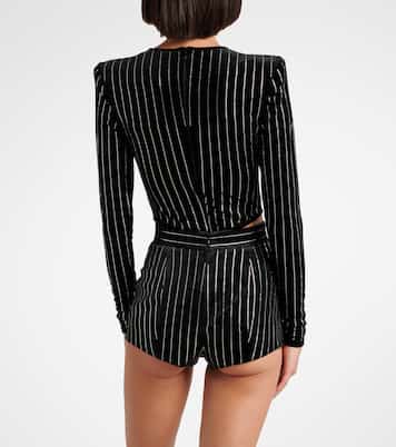 Shorts in velluto con cristalli | Alex Perry