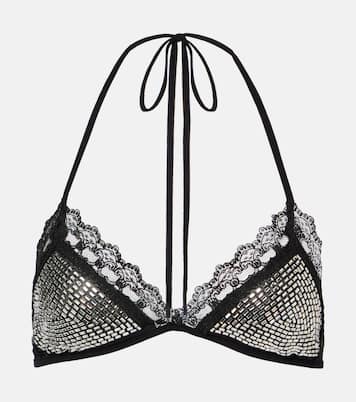 Bralette con pizzo e cristalli | The Attico