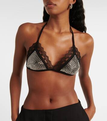 Bralette con pizzo e cristalli | The Attico