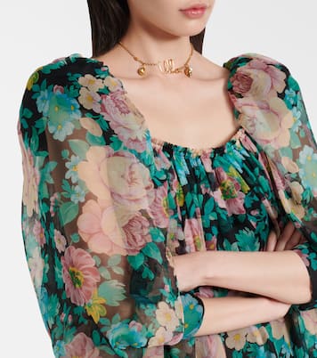 Robe longue en soie à fleurs | Chloé