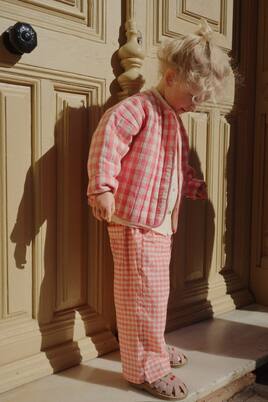 Embroidered gingham cotton straight pants | Konges Sløjd
