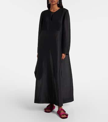 Pleated linen and silk kaftan | Tory Burch