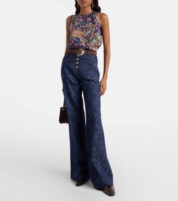 세미 시어 자카드 블라우스 | Etro