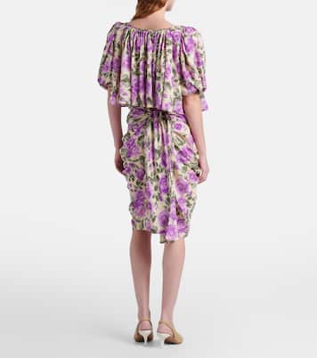 Draped floral silk midi skirt | Chloé