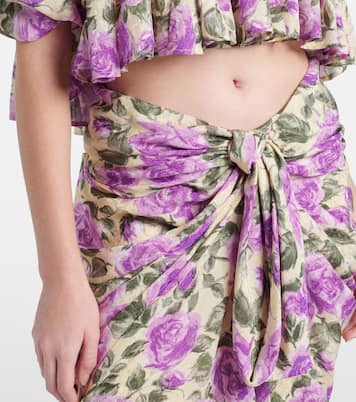 Draped floral silk midi skirt | Chloé