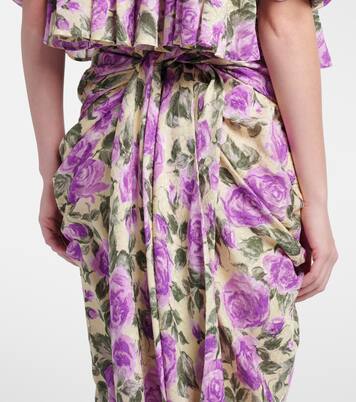 Draped floral silk midi skirt | Chloé