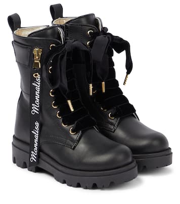 Verzierte Schnürstiefel aus Leder | Monnalisa