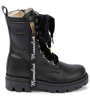 Verzierte Schnürstiefel aus Leder | Monnalisa