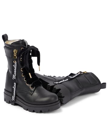 Verzierte Schnürstiefel aus Leder | Monnalisa