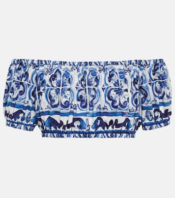 Printed cotton crop top | Dolce&Gabbana