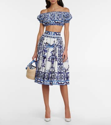 Printed cotton crop top | Dolce&Gabbana