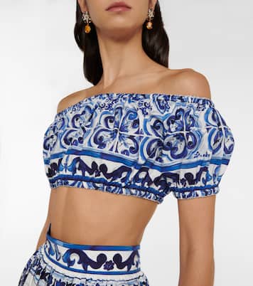Printed cotton crop top | Dolce&Gabbana
