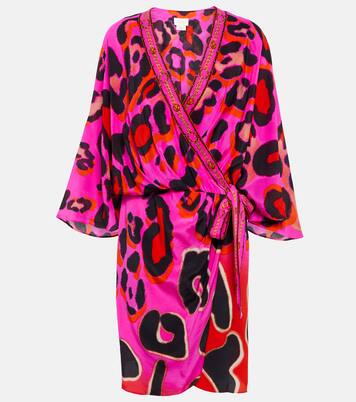 Giraffe-print silk wrap dress | Camilla