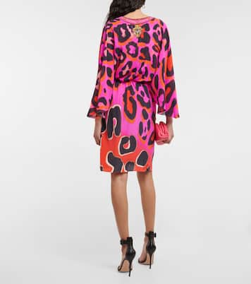 Giraffe-print silk wrap dress | Camilla