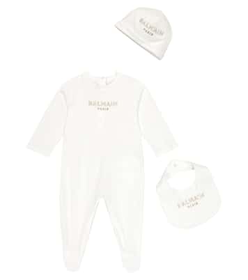 Bébé – Ensemble grenouillère, chapeau et bavoir | Balmain Kids