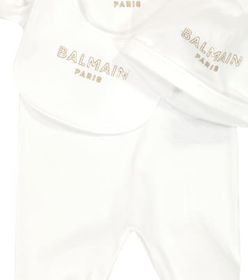 Bébé – Ensemble grenouillère, chapeau et bavoir | Balmain Kids