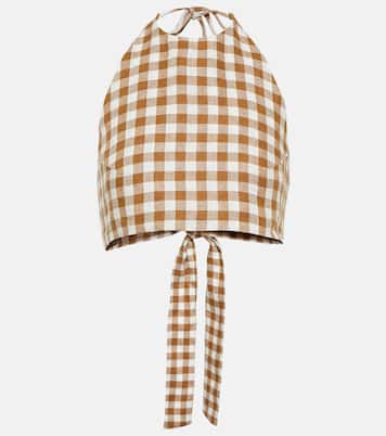 Marseille checked halterneck crop top | Asceno