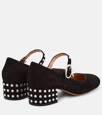 Escarpins Crystal Mary Ribbon 45 en daim | Gianvito Rossi