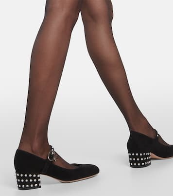 Escarpins Crystal Mary Ribbon 45 en daim | Gianvito Rossi