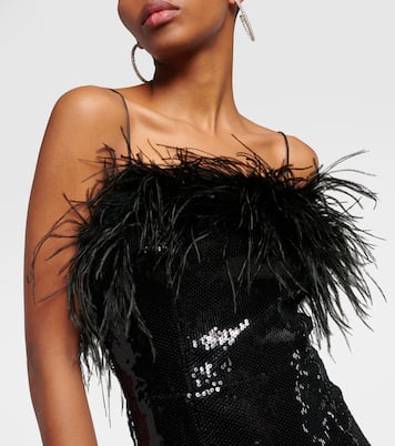 Nika feather-trimmed midi dress | Rebecca Vallance