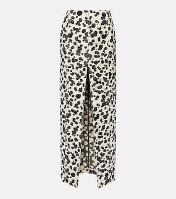 Dalmatian front-slit denim maxi skirt | Area