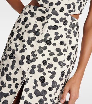 Dalmatian front-slit denim maxi skirt | Area