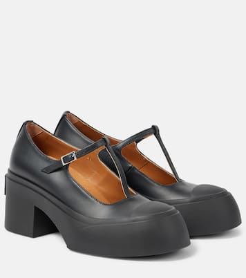 Salones Mary Jane Pablo de piel con logo | Marni
