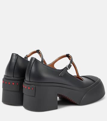 Salones Mary Jane Pablo de piel con logo | Marni