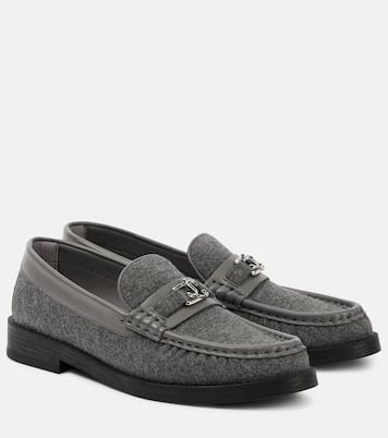 Addie leather-trimmed felt loafers | Jimmy Choo