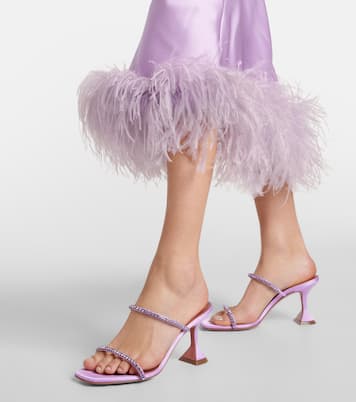 Mules Gilda 70 en satin à ornements | Amina Muaddi