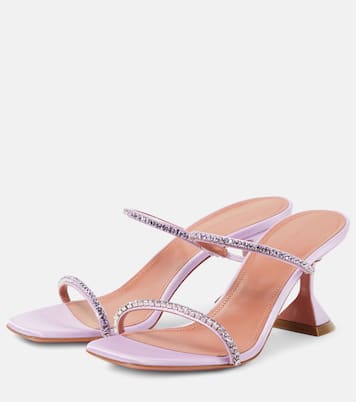 Mules Gilda 70 en satin à ornements | Amina Muaddi