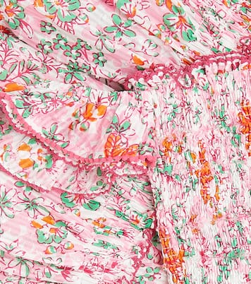 Robe Aurora rayée en coton à fleurs | Poupette St Barth Kids