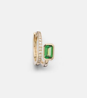 Boucle d'oreille unique en or 14 ct, diamants et grenat | Roxanne First