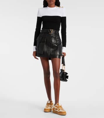 Shearling-trimmed suede sneakers | Balmain