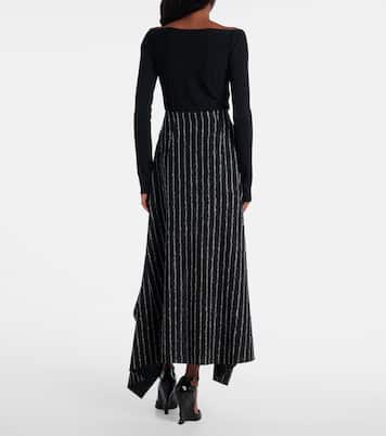 Striped asymmetric maxi skirt | Mugler