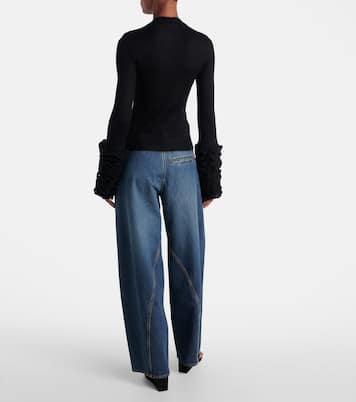 Ruffled sheer mohair-blend top | Alaïa