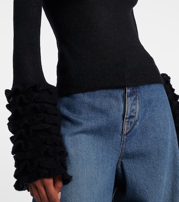 Ruffled sheer mohair-blend top | Alaïa